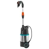 Gardena Regenfasspumpe 4700/2 inox mit Kabel: Tauchdruckpumpe mit integriertem Filter, Fördermenge 4700 l/h, rostfreies Gehäuse, Regulierventil zur Einstellung der Wassermenge (1764-20)