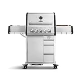 BURNHARD Earl 3-Brenner Gasgrill Edelstahl inkl. Heckbrenner, mit Gusseisen Grillrost & inkl. Stabiler Abdeckhaube, Seitenkochfeld mit Infrarot Keramikbrenner